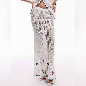 Topshop Crochet Knit Maxi Skirt - M - Boho, Retro, Y2K, Festival, Handmade Look